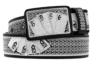 Black Western Cowboy Leather Belt Embroidered - Rodeo Buckle