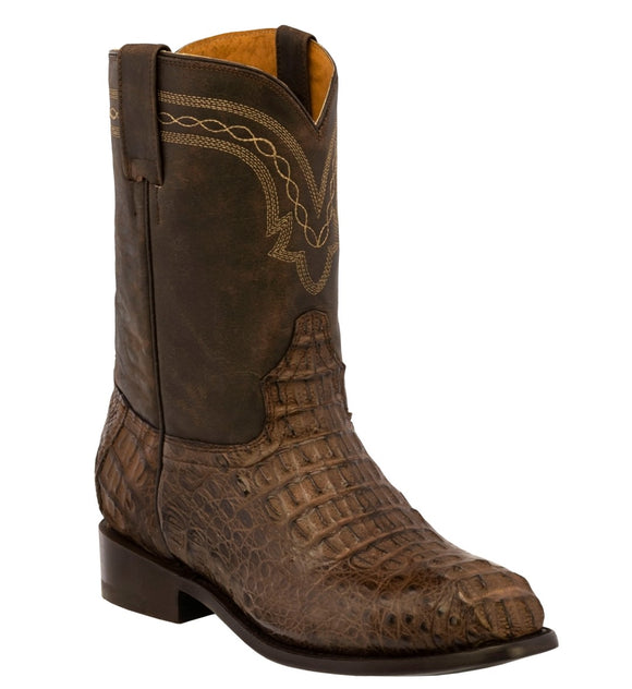 Mens Brown Real Crocodile Hornback Skin Cowboy Boots Roper Toe - #140G