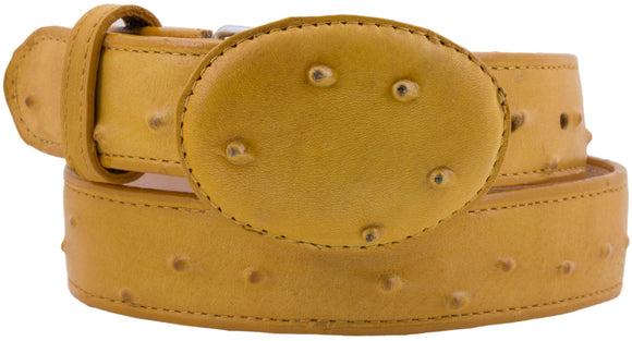 Kids Buttercup Cowboy Belt Ostrich Print Leather - Removable Buckle