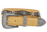 Sand Western Cowboy Leather Belt Navajo Concho - Silver Buckle