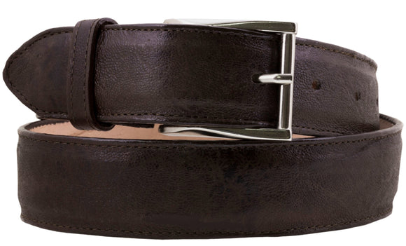 Brown Western Cowboy Belt Elephant Print Leather - Silver Buckle
