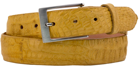Buttercup Thin Cowboy Belt  Real Crocodile Skin - Silver Buckle