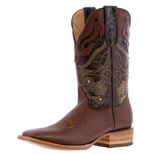 Mens Cheyenne Chedron Solid Leather Cowboy Boots - Square Toe
