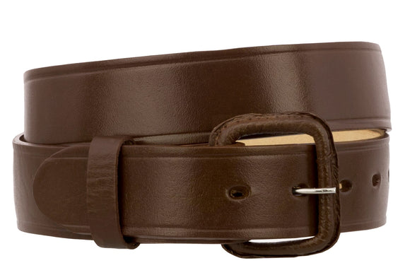Brown Western Wear Cowboy Belt Solid Leather - Removable Buckle