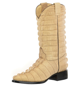 Mens Sand Full Crocodile Tail Print Cowboy Boots - J Toe