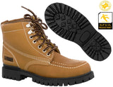 Mens Tan Leather Anti Slip Work Boots Lace Closure