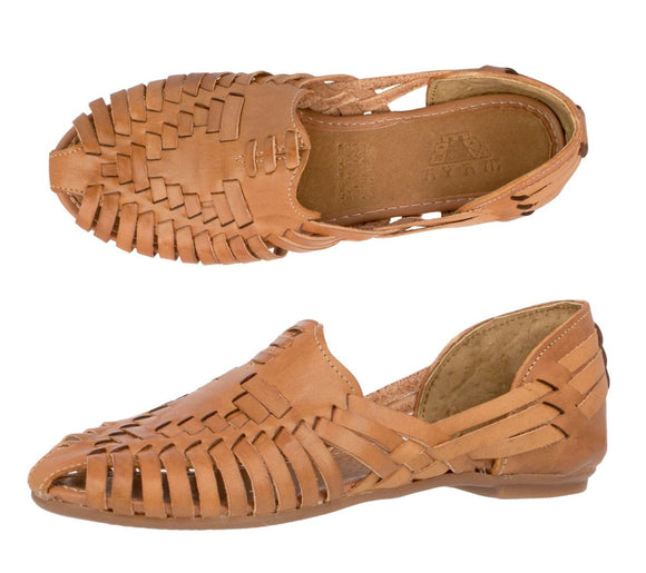 Womens Authentic Huaraches Real Leather Sandals Light Brown - #107