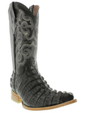 Mens Black Alligator Tail Print Leather Cowboy Boots 3X Toe - #130N
