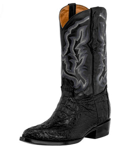 Mens Black Crocodile Hornback Skin Cowboy Boots - J Toe
