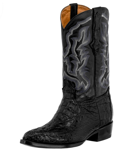 Mens Black Crocodile Hornback Skin Cowboy Boots - J Toe