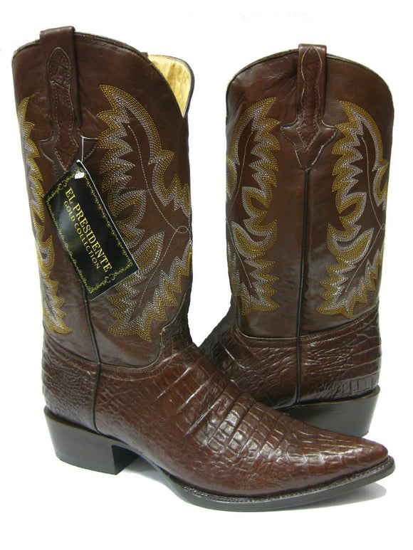 Men's  Brown Exotic Crocodile Belly Cut Leather Cowboy Boots Western J Toe