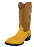 Mens Buttercup Ostrich Skin Leather Cowboy Boots - Round Toe