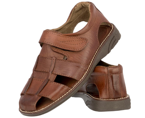 Men's Brown Genuine Ankle Strap Slip On Leather Mexican Huaraches Sandals 291
