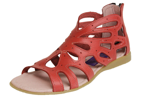 Womens Authentic Huaraches Real Leather Sandals Zipper Red - #202