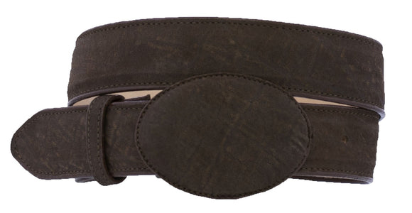 Brown Western Cowboy Belt Elephant Print Leather Cinto - Round Buckle