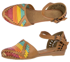 Womens Authentic Huaraches Real Leather Sandals Rainbow - #112