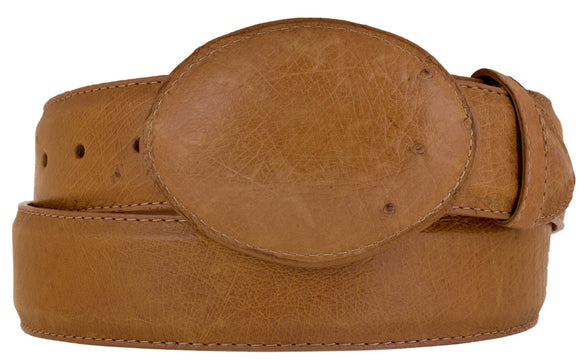 Orange Western Cowboy Belt Real Ostrich Skin Leather - Rodeo Buckle