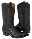 Men's Black All Real Crocodile Skin Leather Cowboy Boots Pointed Toe - CP1