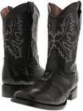Kids Grizzly Black Western Cowboy Boots Leather - Square Toe