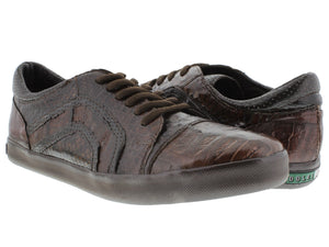Dolce Pelle - Men's Brown Genuine Crocodile & Python Snake Skin Fashion Sneakers
