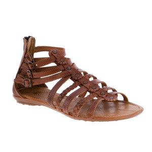 Womens Authentic Huaraches Real Leather Sandals Flowers Cognac - #224