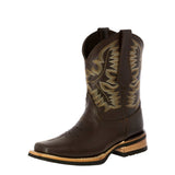 Mens Brown Western Wear Leather Cowboy Boots - Square Toe