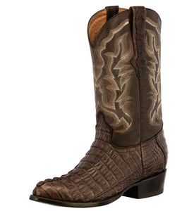 Mens Brown Crocodile Tail Skin Cowboy Boots - Round Toe