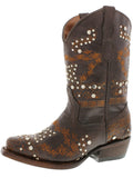 Kids Pescara Brown Western Cowboy Boots Leather - Snip Toe