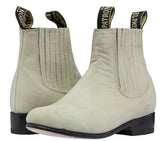Boy's Toddler Off White Nubuck Leather Ankle Western Boots - Round Toe