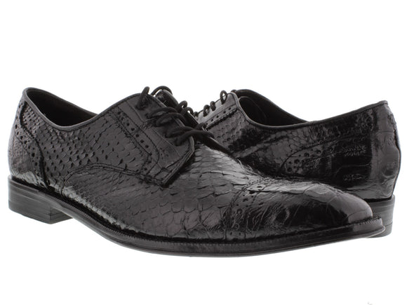 mens black real python snake skin crocodile exotic dress shoes wing tip