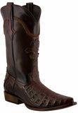 Men's Rustic Cognac Genuine Crocodile Belly Skin Cowboy Boots - Snip Toe