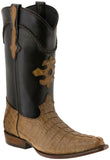 Men's Light Brown Genuine Crocodile Belly Exotic Skin Cowboy Boots - Snip Toe