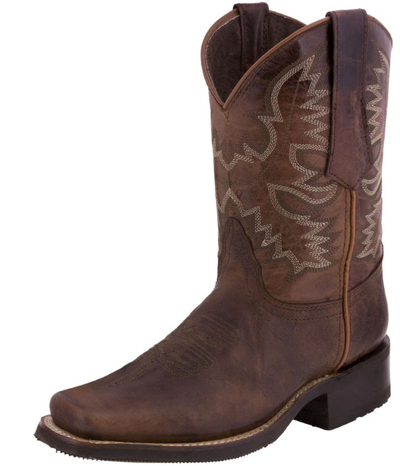 Mens Chedron Western Leather Cowboy Boots - Square Toe