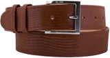 Cognac Western Cowboy Belt Real Teju Lizard Skin Leather - Silver Buckle