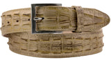 Rustic Sand Belt Crocodile Tail Print Leather - Silver Buckle