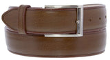 Light Brown Western Cowboy Belt Solid Grain Leather - Silver Buckle