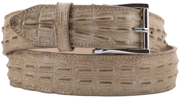 Sand Western Belt Crocodile Tail Print Leather - Silver Buckle