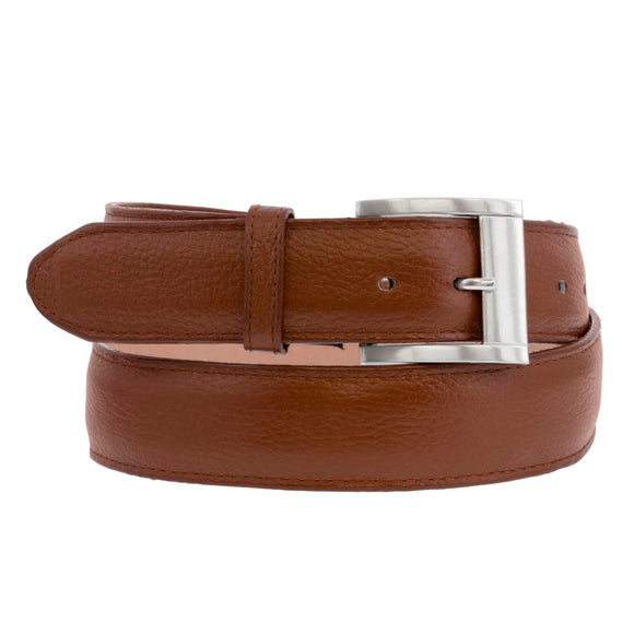 Chedron Western Cowboy Belt Solid Grain Leather - Silver Buckle