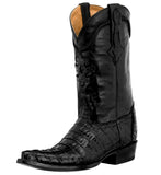 Mens Black Crocodile Tail Skin Cowboy Boots - 3X Toe