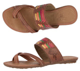 Womens Authentic Huaraches Real Leather Sandals Cognac Rainbow - #779