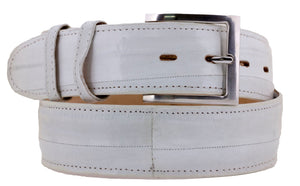 Off White Cowboy Belt Real Eel Skin Leather - Silver Buckle
