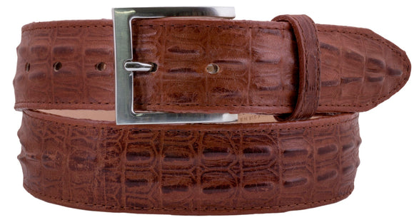 Chedron Western Belt Crocodile Tail Print Leather - Silver Buckle