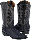 Mens Denim Blue Alligator Tail Print Leather Cowboy Boots J Toe