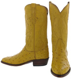 Buttercup Leather Western Cowboy Boots Real Ostrich Quill Skin Round Toe