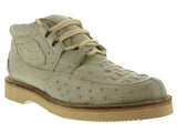 Men's Off-White Genuine Crocodile & Ostrich Skin Western Style Shoes.