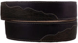 Dark Brown Western Cowboy Belt Grain Overlay Leather - Silver Buckle