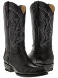 Mens Black Ostrich Skin Overlay Cowboy Boots - J Toe