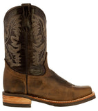 Kids Toddler Western Cowboy Boots Pull On Square Toe Dark Brown - #195