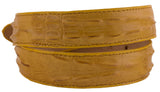 Yellow Western Belt Crocodile Tail Print Leather - Rodeo Buckle