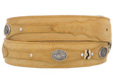 Buttercup Western Cowboy Leather Belt Navajo Concho - Silver Buckle